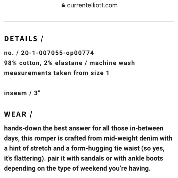 Like New Current/Elliott Denim Short-sleeve Romper - Picture 4 of 8